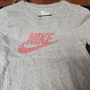 Nike Heather Gray Tee with Red Graphic